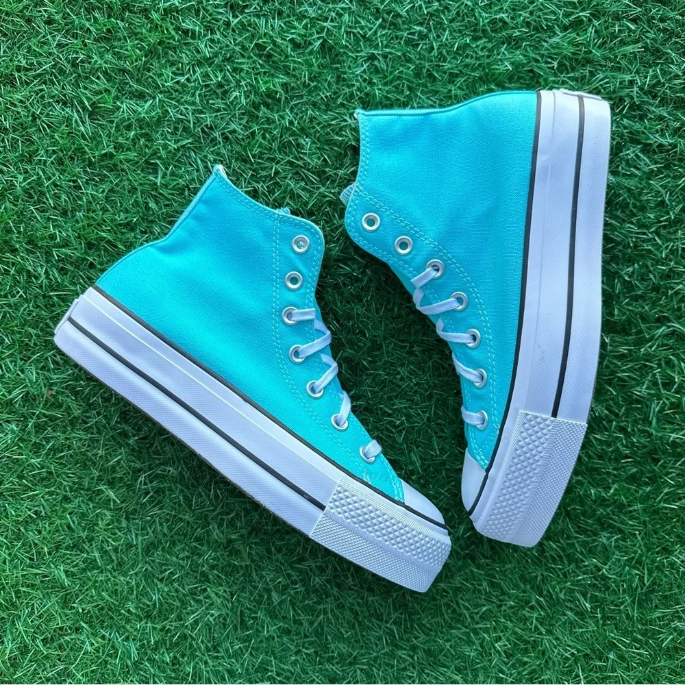 🎁Converse Chuck Taylor All Star Ctas Lift Hi Triple Cyan - Picture 10 of 12